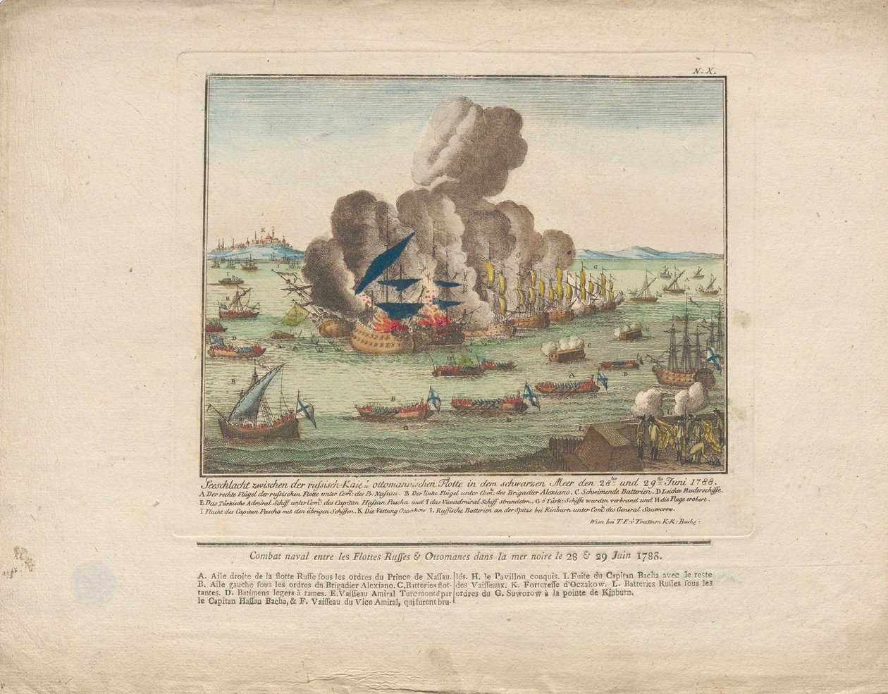 Meritaistelu Venäjän ja ottomaanien laivaston välillä Mustallamerellä 28. ja 29. kesäkuuta 1788 1788. tekijältä Unbekannt
