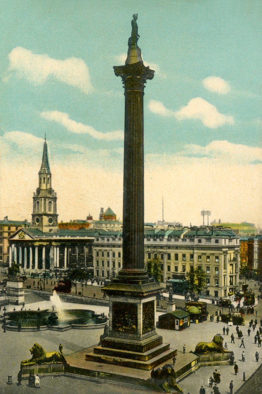 Nelsons-pylväs ja Trafalgar Square, Lontoo, 1910. tekijältä Unbekannt