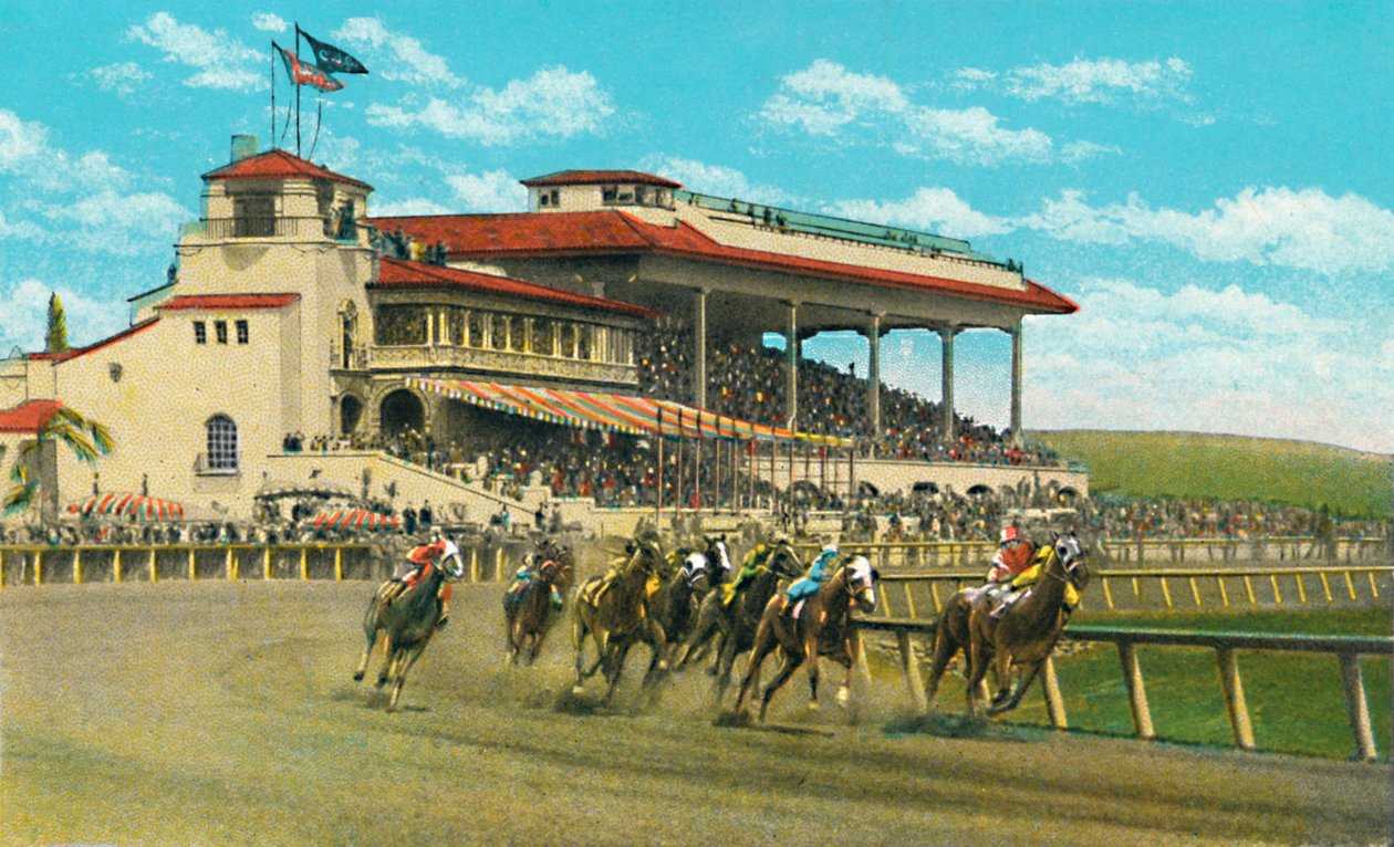 Uusi klubitalo ja Grand Stand, Agua Caliente Jockey Club, 1939 tekijältä Unbekannt