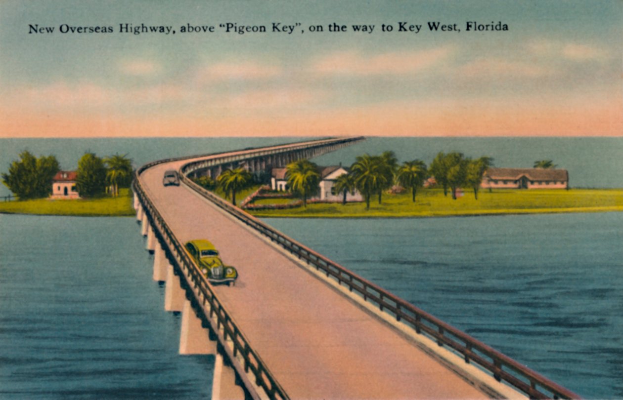 Uusi Overseas Highway, Pigeon Keyn yläpuolella, Key Westiin, Floridaan, 1940-luku tekijältä Unbekannt