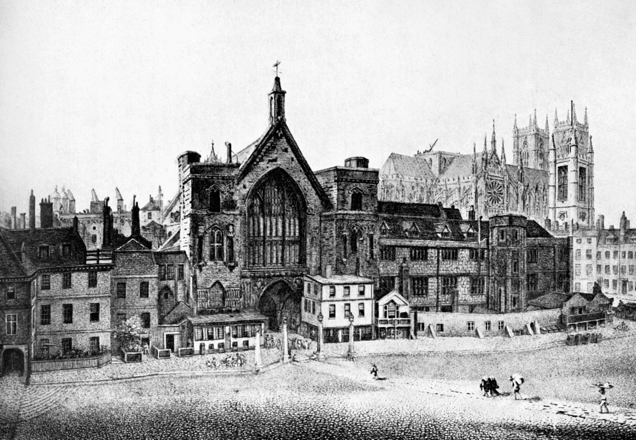 New Palace Yard, Westminster, 1700-luvulla, n. 1905 tekijältä Unbekannt