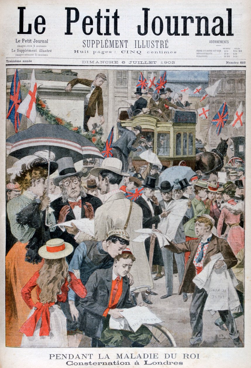 Uutiset kuningas Edwards VII:n sairaudesta Lontoossa, 1902 tekijältä Unbekannt