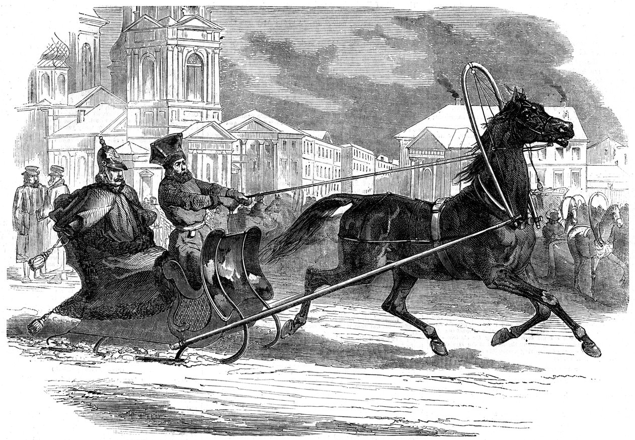 Nikolai I 1796-1855, Venäjän keisari, droshkyssa, Pietari, 1853 tekijältä Unbekannt