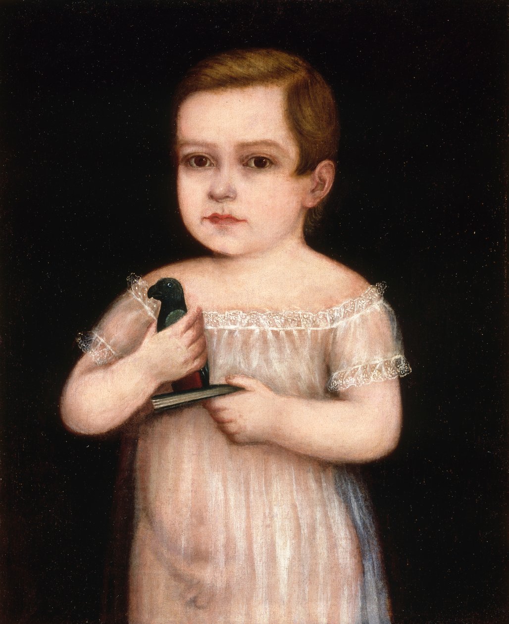 Poika lelupapukaijan kanssa, n. 1830-1850. tekijältä Unbekannt