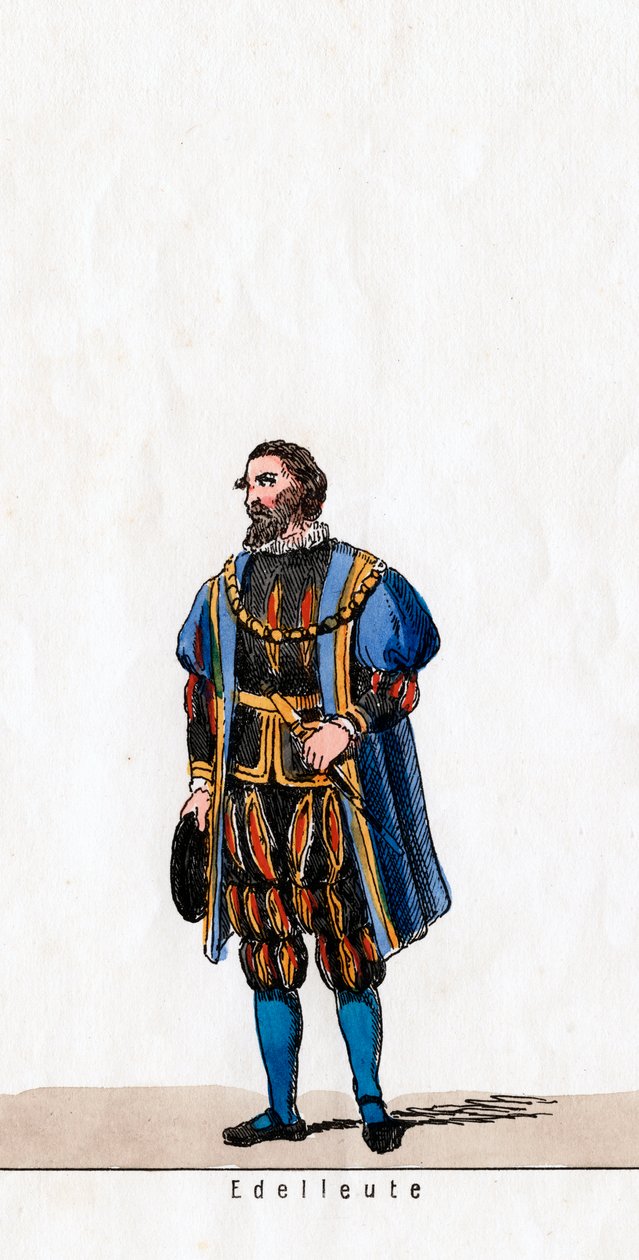 Aatelismies, pukusuunnittelu Shakespearen näytelmään, Henry VIII, 1800-luku tekijältä Unbekannt