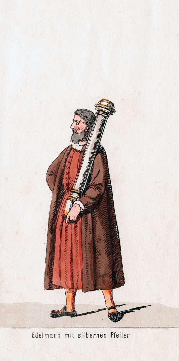 Aatelinen hopeapylväällä, pukusuunnittelu Shakespearen näytelmään, Henry VIII, 1800-luku tekijältä Unbekannt