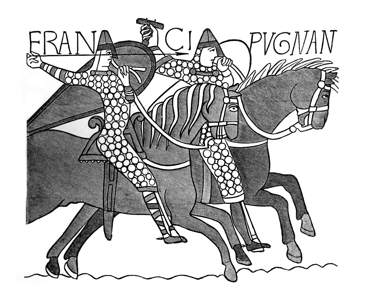 Norman Knights, Bayeux Tapestry, 1070-luku, 1870 tekijältä Unbekannt