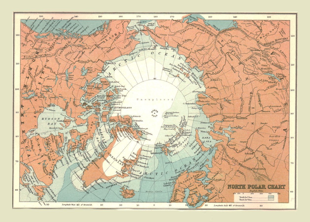 Pohjoisnapakartta, 1902. tekijältä Unbekannt