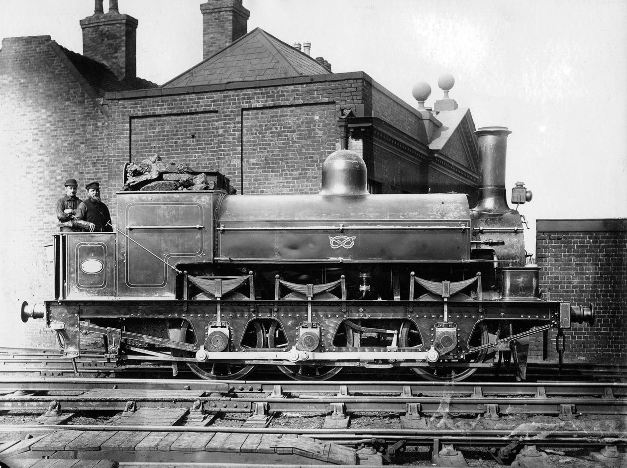 North Staffordshire 0-6-0 -höyryveturi, kuljettaja ja palomies jalkalevyssä, 1800-luku tekijältä Unbekannt