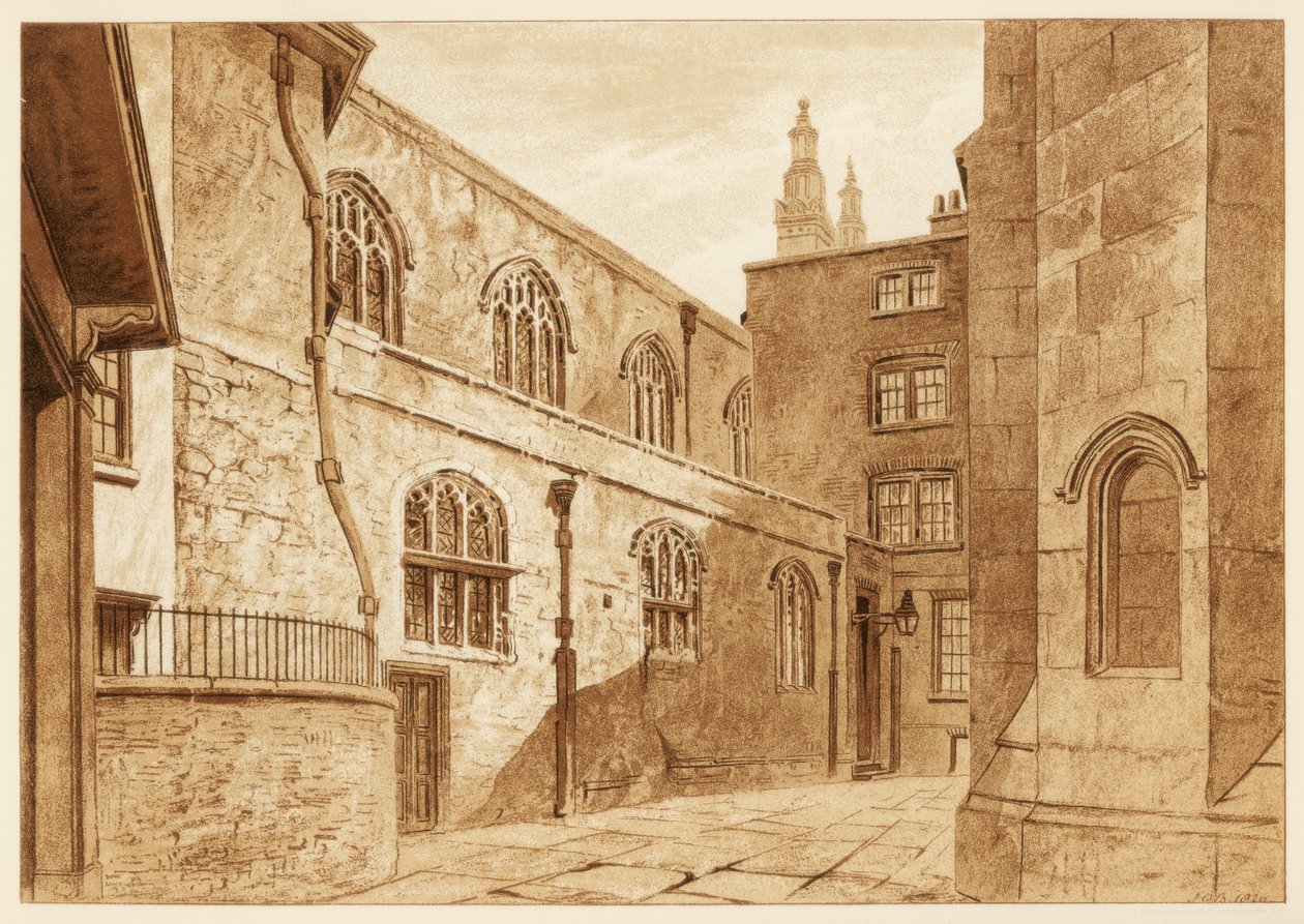 Guildhall Chapelin pohjoispuoli, Lontoon kaupunki, 1886 tekijältä Unbekannt