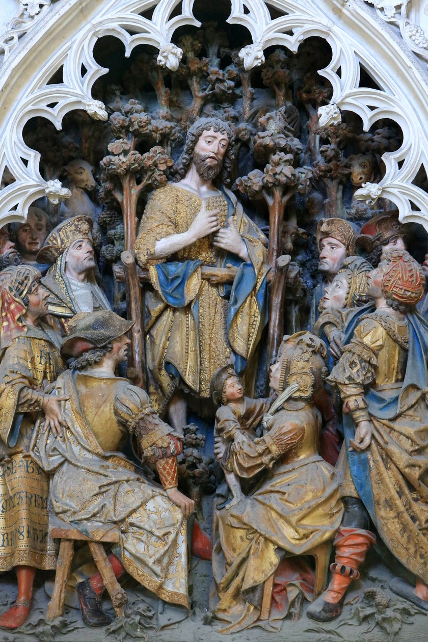 Kuoron pohjoinen aita. Pyhän Johannes Kastajan elämäkuva. Pohjoispään korkea kohokuvio (1531). Amiensin katedraali, Amiens, Ranska tekijältä Unbekannt