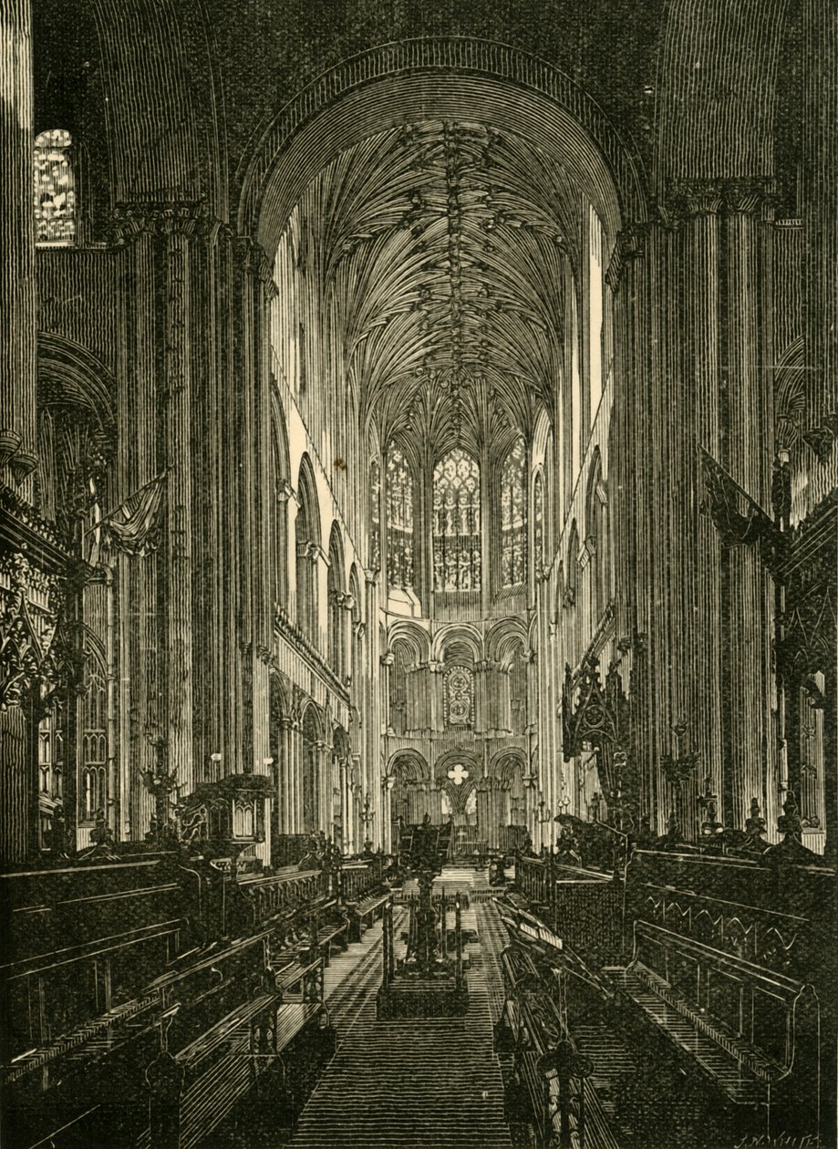 Norwichin katedraali. Kuoro, Katse itään, 1898. tekijältä Unbekannt