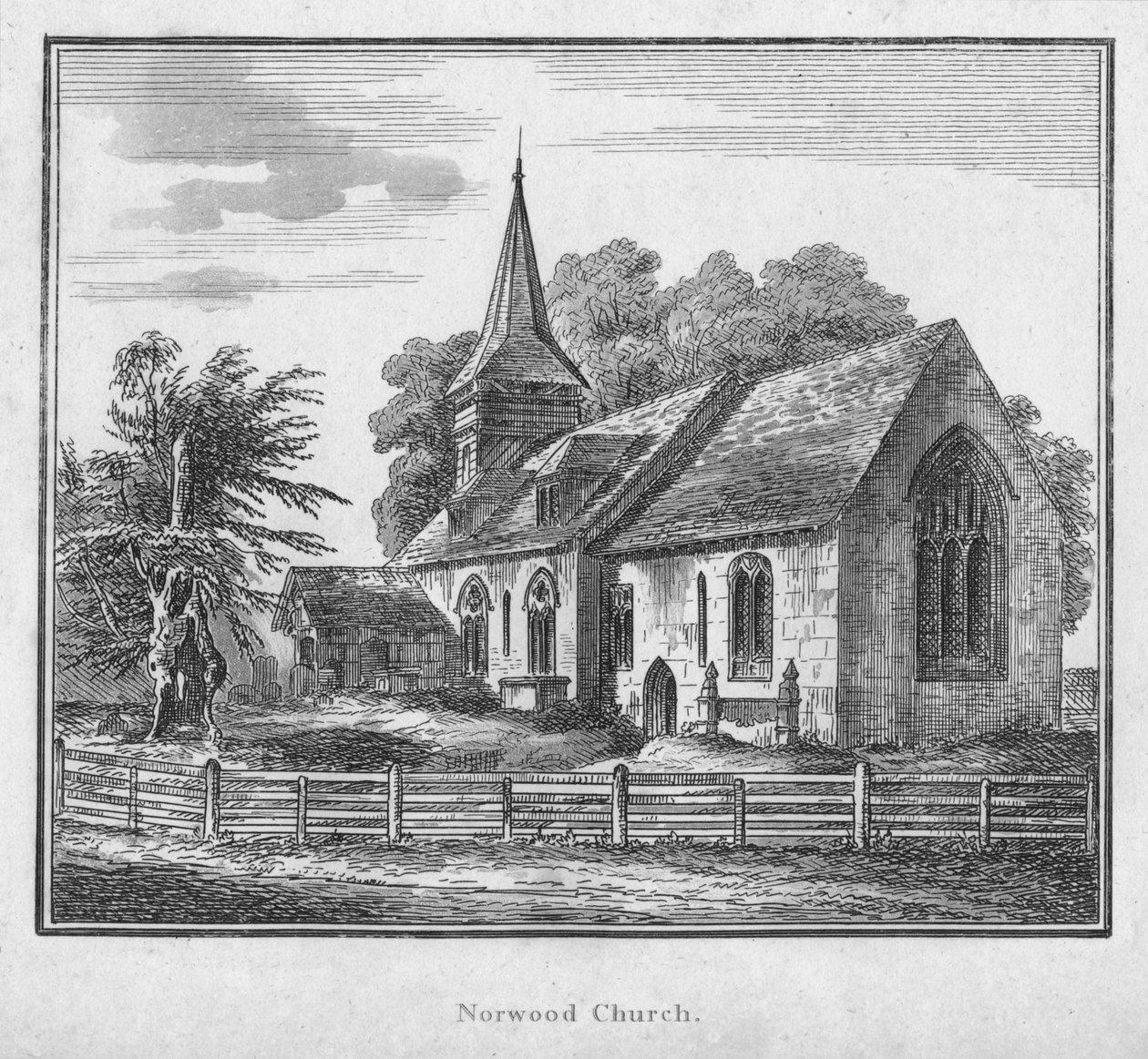 Norwoodin kirkko, n. 1792 tekijältä Unbekannt