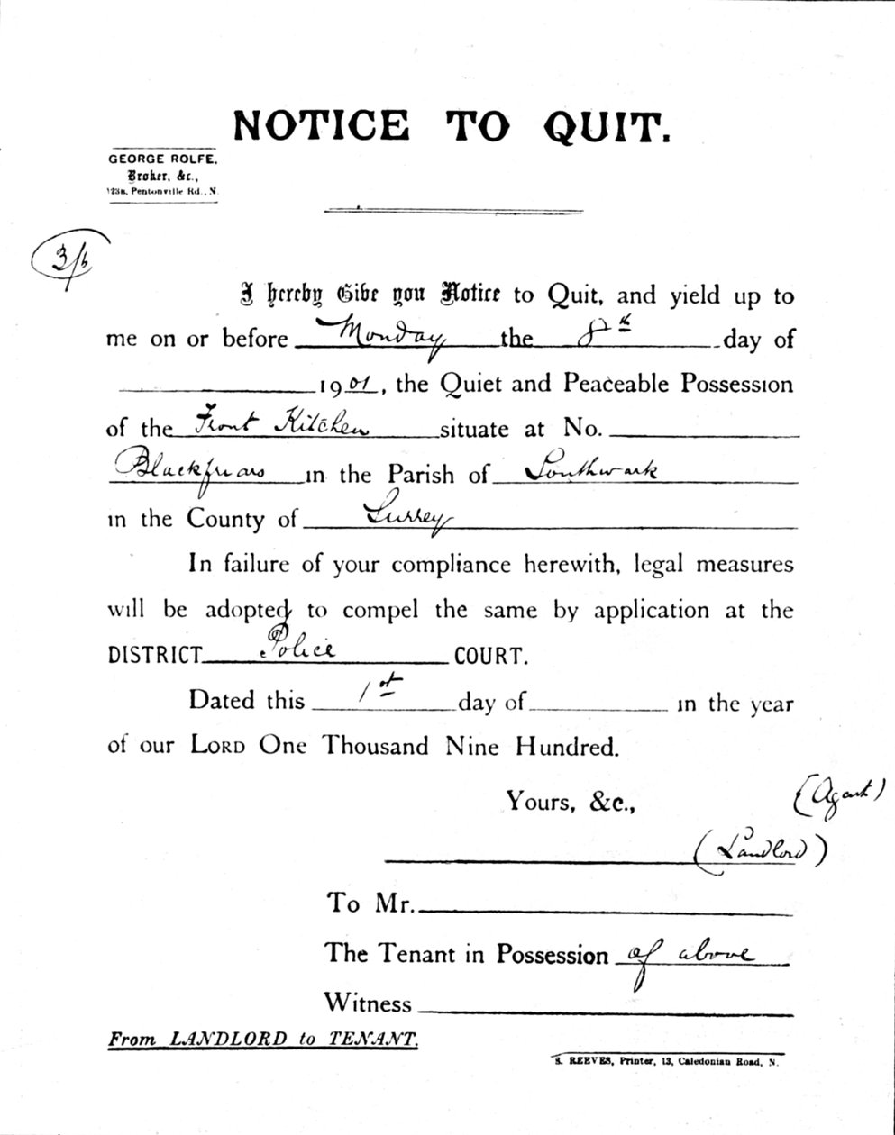 Irtisanoutumisilmoitus, 1900 1901 tekijältä Unbekannt