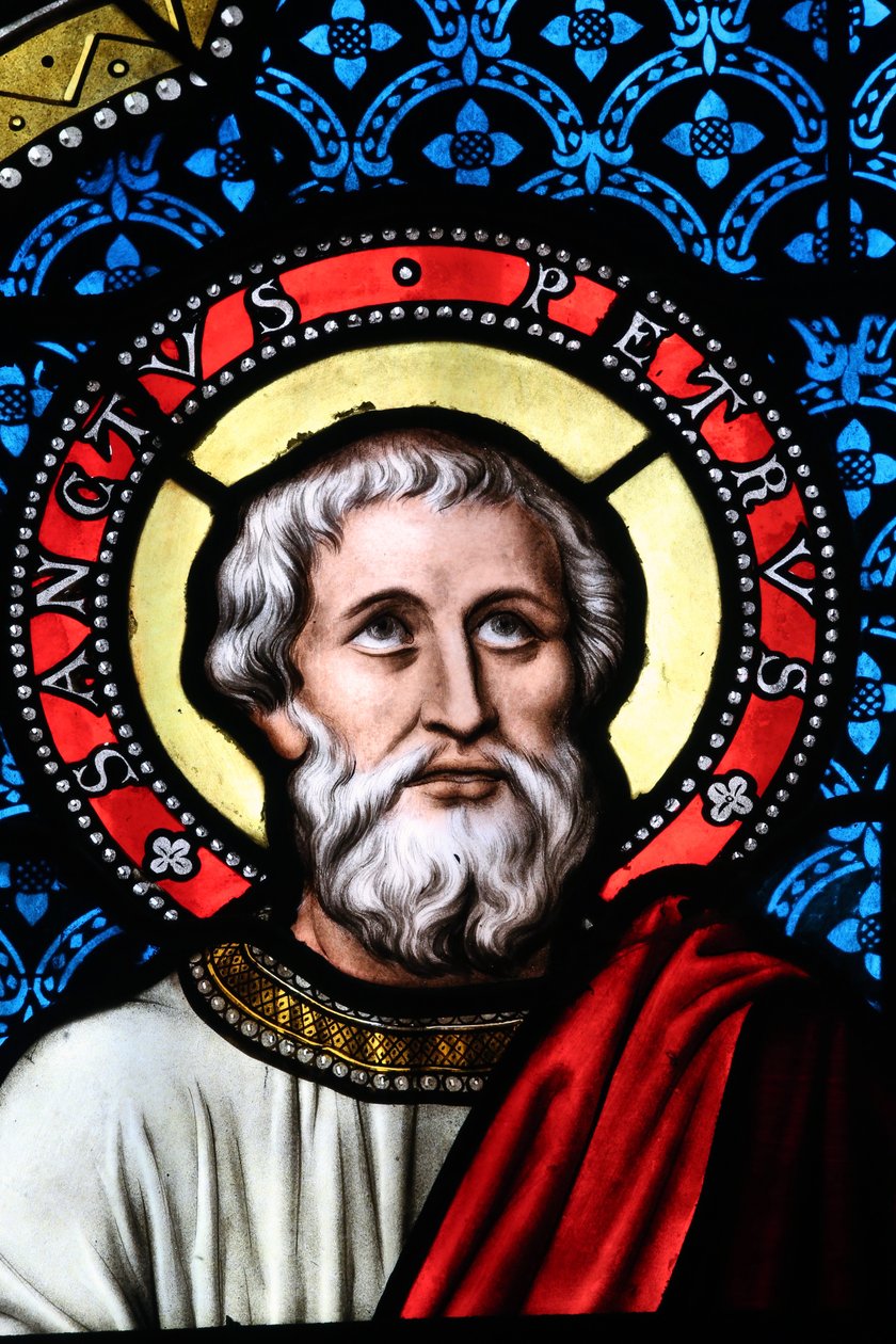 Notre-Dame Saint-Lazaren kollegiaalinen kirkko, lasimaalaus, Saint Peter, Avallon, Ranska tekijältä Unbekannt