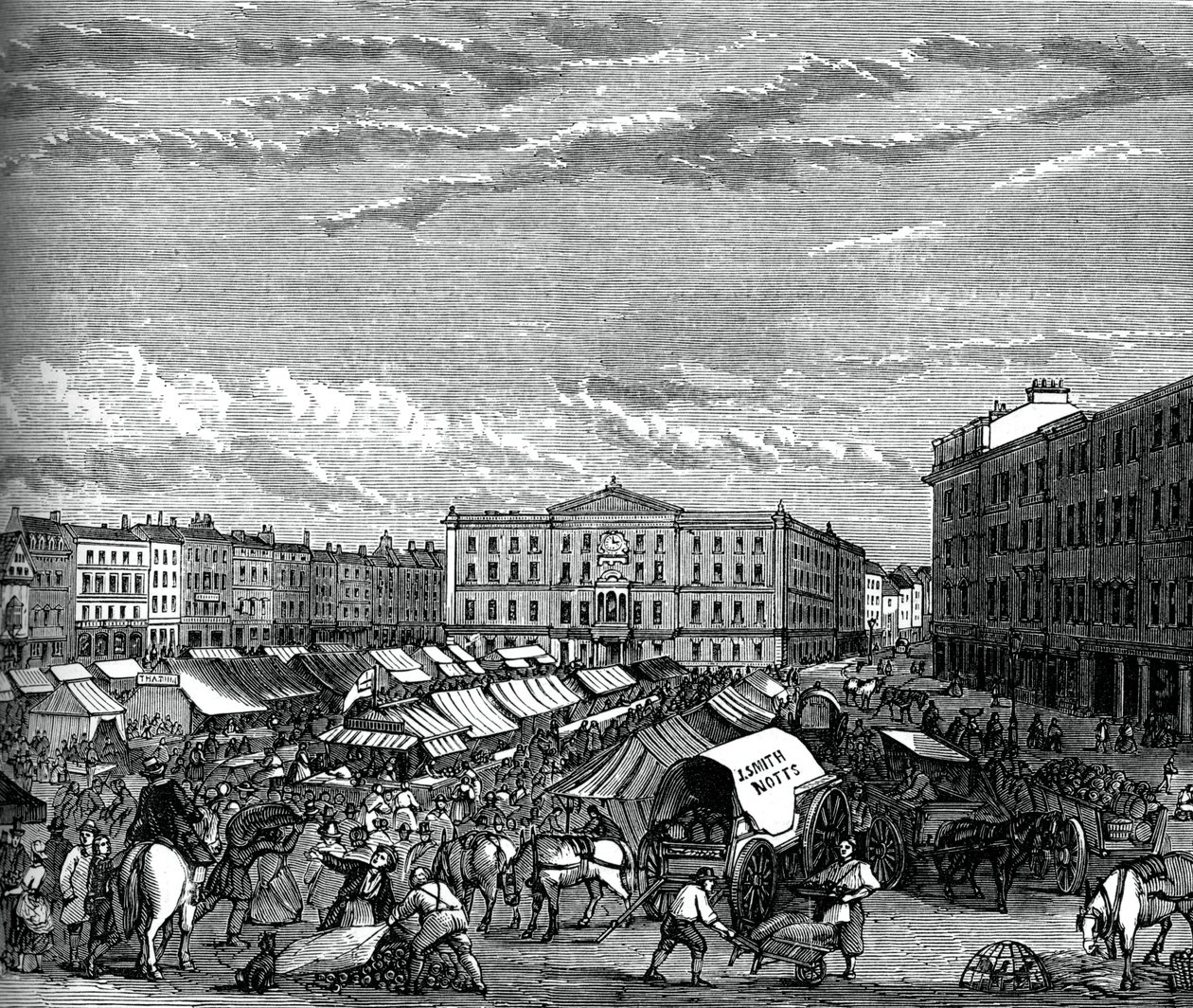 Nottinghamin markkinapaikka, c1880 tekijältä Unbekannt