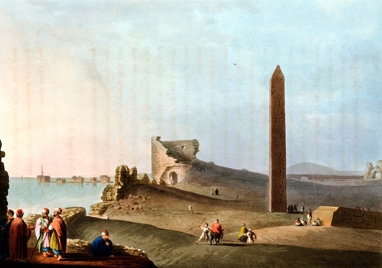 Obeliskit Aleksandriassa nimeltä Cleopatras Needles, 1802 tekijältä Unbekannt