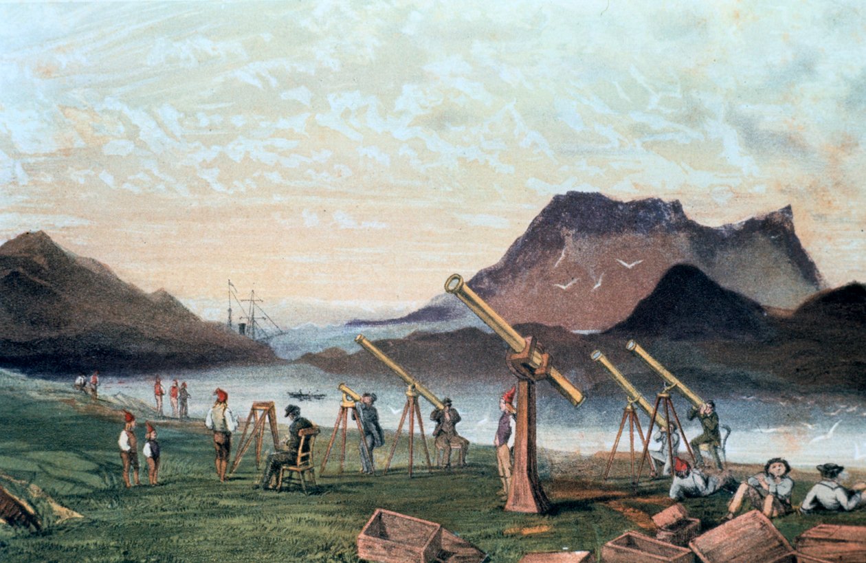 Tarkkailemassa täydellistä auringonpimennystä, 1851-1857 tekijältä Unbekannt
