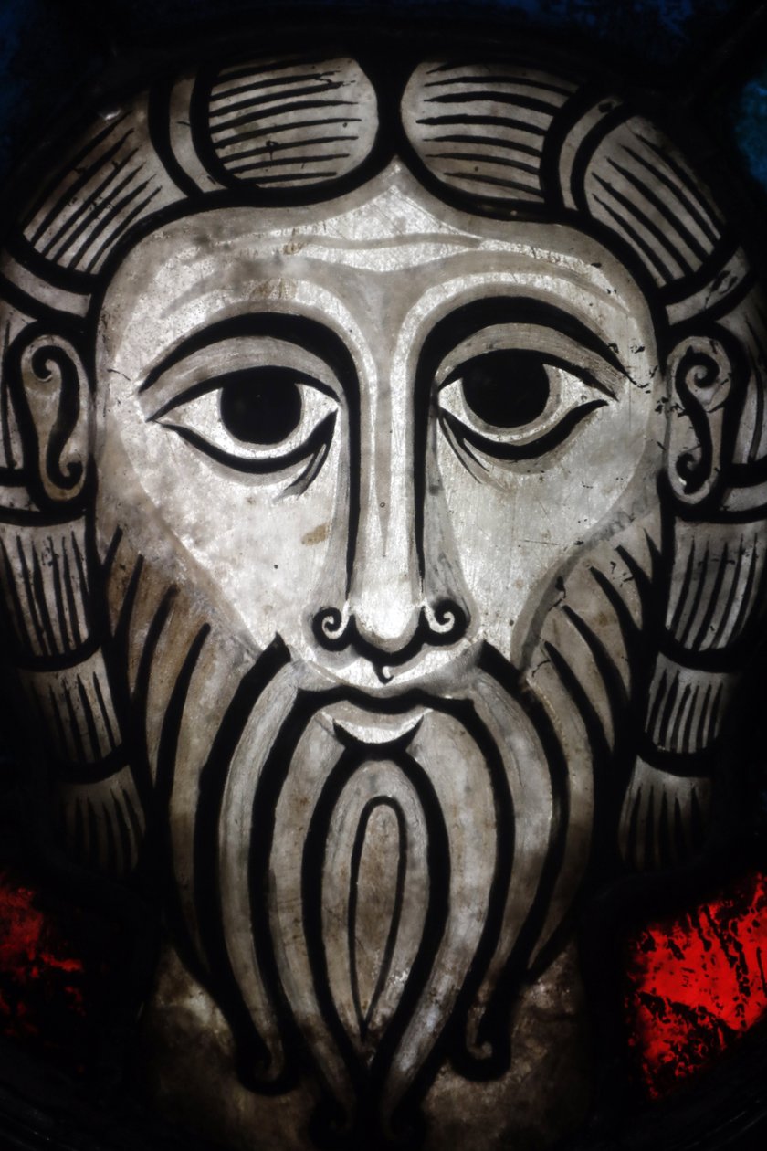 Oeuvre Notre-Dame -museo. Romaaninen lasimaalaus Kristuksen pää Wissembourgista (11. tai 12. vuosisata). tekijältä Unbekannt