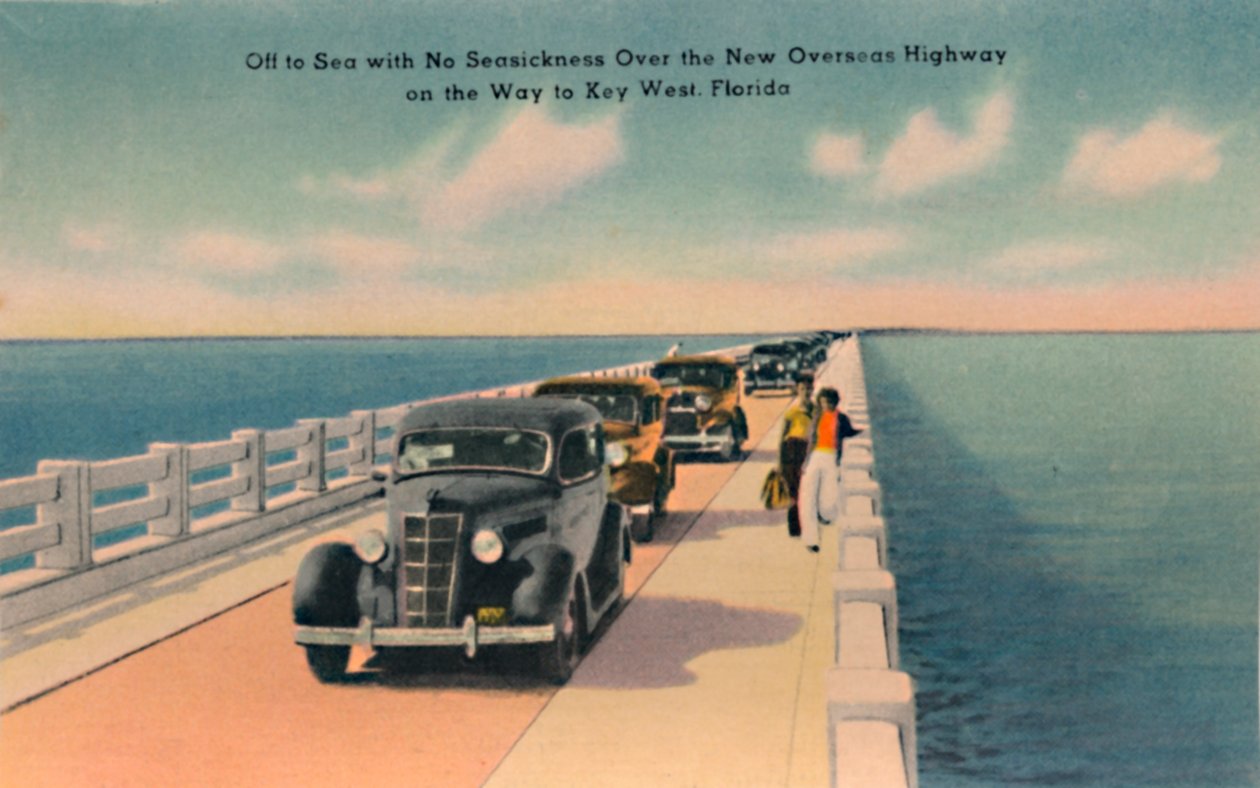 Merelle ilman merisairautta, New Overseas Highway Key Westiin, Florida, 1940-luku tekijältä Unbekannt