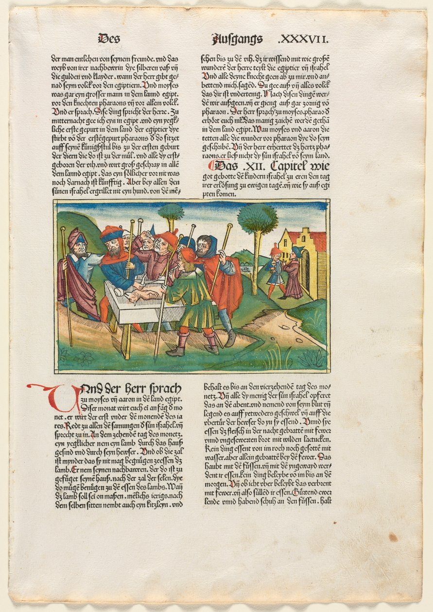 Pääsiäiskaritsan uhri saksalaisesta Raamatusta, julkaisija Anton Koberger, Nürnberg, 1483. tekijältä Unbekannt