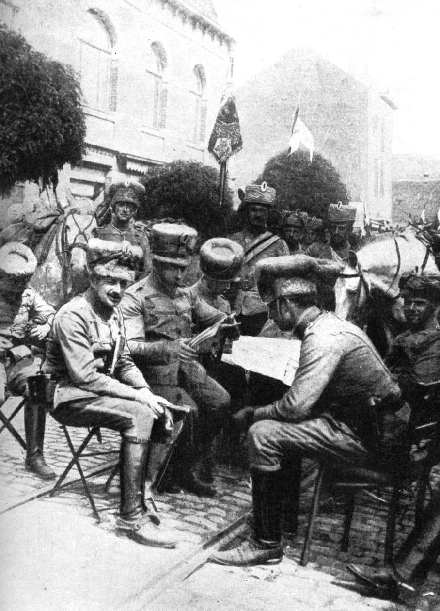 Husaarien upseerit, Chaussee de Louvain, Bryssel, ensimmäinen maailmansota, 1914 tekijältä Unbekannt
