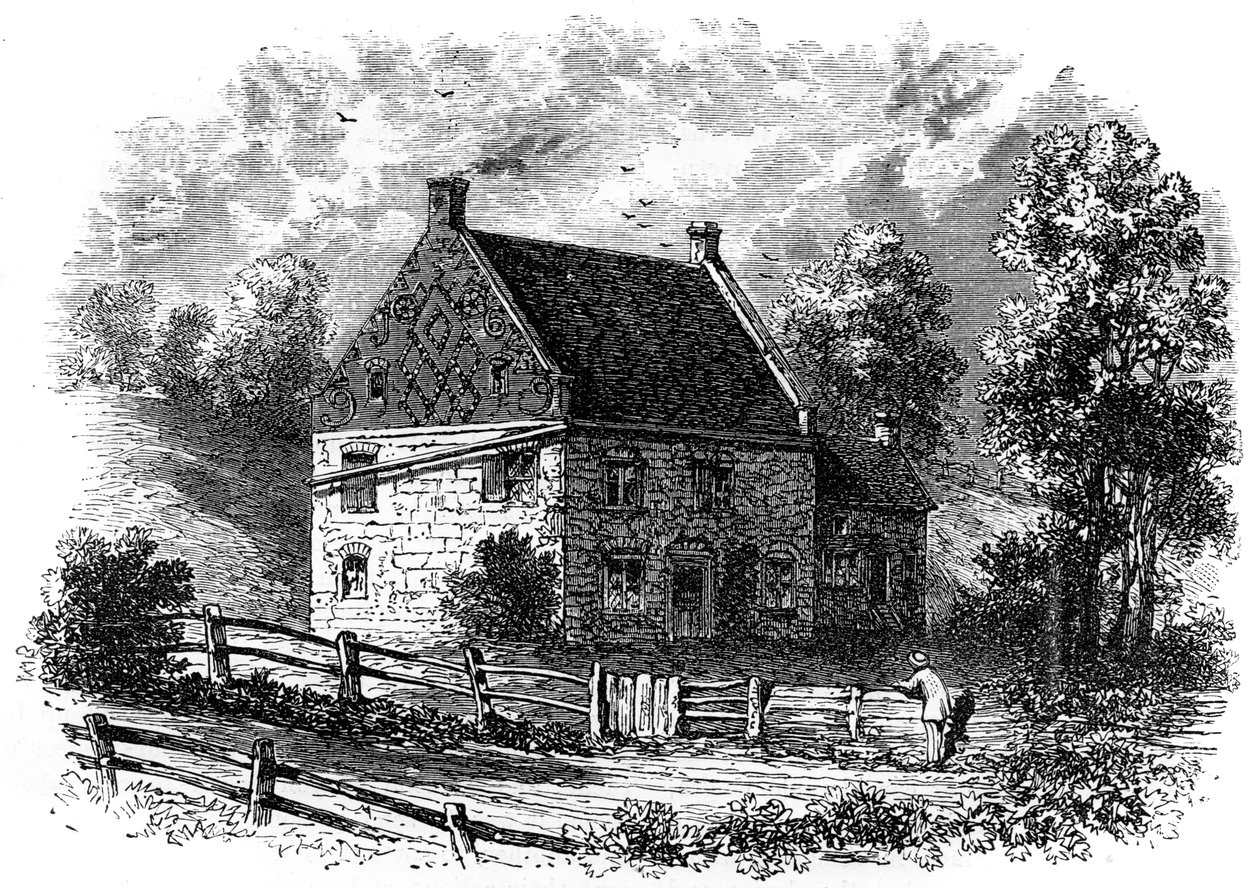 Vanha hollantilainen talo, Long Island, New York, 1700-luku vuodelta 1880 tekijältä Unbekannt