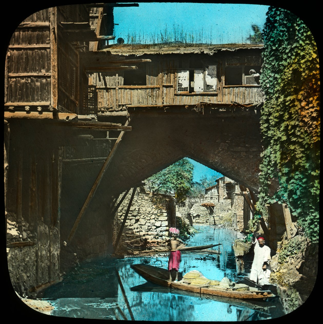 Vanha silta, Srinagar, Kashmir, Intia, 1800-luvun loppu tai 1900-luvun alku tekijältä Unbekannt