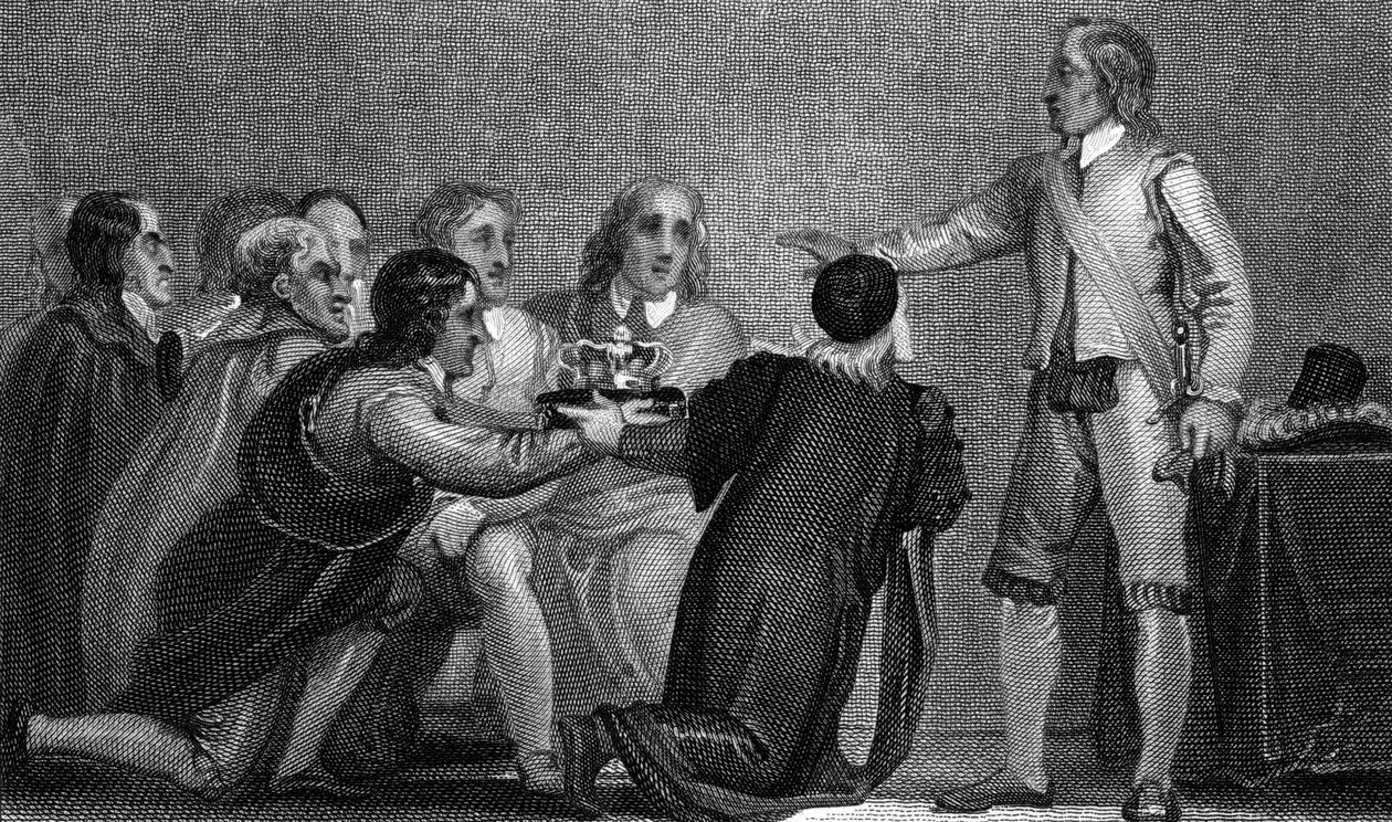 Oliver Cromwell hylkää kruunun, 1650-luku tekijältä Unbekannt