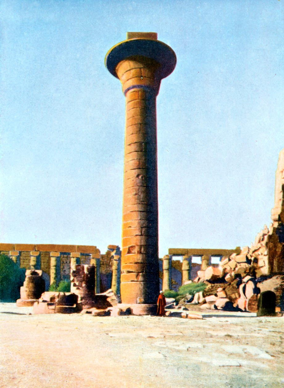 Yksi kuningas Taharqan pylväistä, Karnak, Egypti, 1900-luku tekijältä Unbekannt