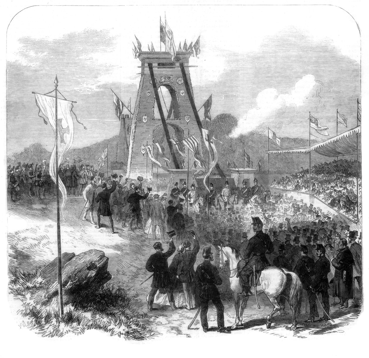 Cliftonin riippusillan avaaminen, Bristol, 1864 tekijältä Unbekannt
