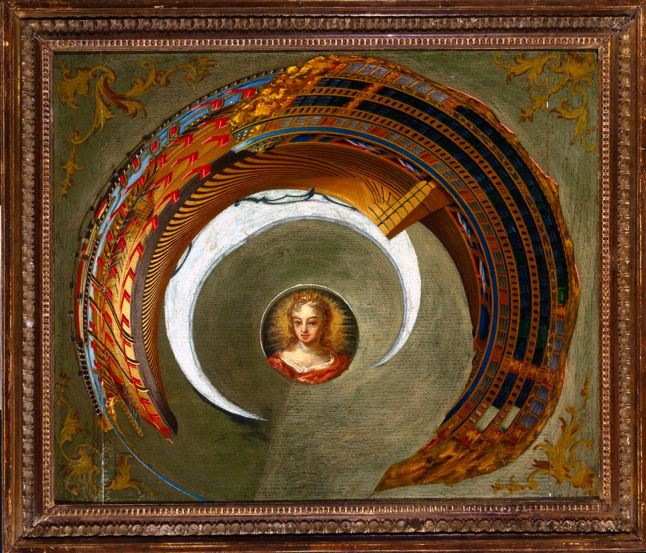 Optical Illusions Anamorfinen maalaus laivasta, n. 1744-1774 tekijältä Unbekannt