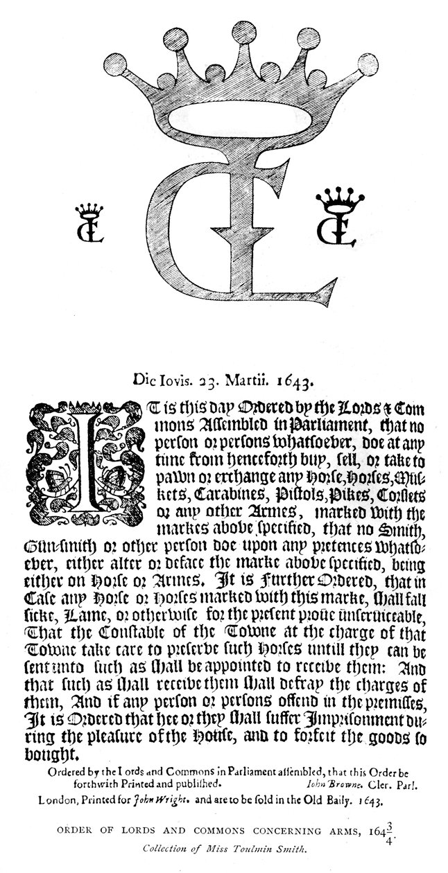 Lords and Commons of Lords koskien aseita, 16431644, 1893 tekijältä Unbekannt