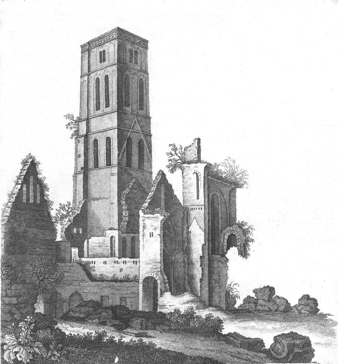 Osney Abbey lähellä Oxfordia, 1700-luvun loppu - 1800-luvun alku tekijältä Unbekannt