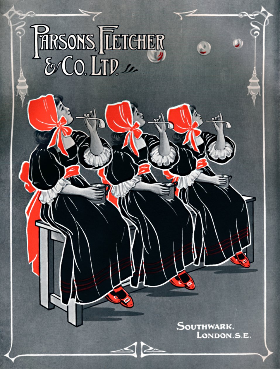 Kolme pientä piikaa - Parsons, Fletcher & Co. Ltd -ilmoitus, 1910 tekijältä Unbekannt