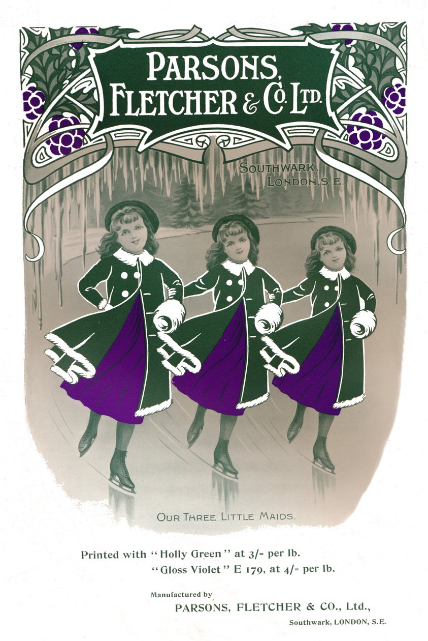 Kolme pientä piikaa - Parsons, Fletcher & Co. Ltd -ilmoitus, 1909. tekijältä Unbekannt