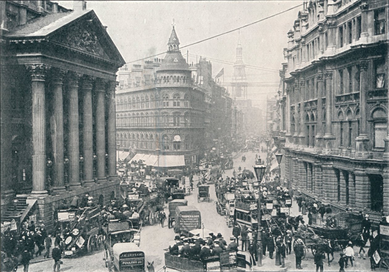 Mansion Housen ulkopuolella, City of London, 9 AM, c1901 1901 tekijältä Unbekannt