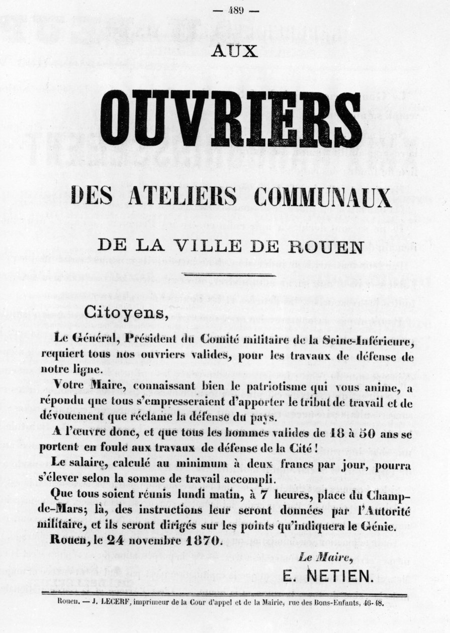 Ouvriers, Pariisin kommuunin Ranskan poliittisista julisteista, toukokuu 1871 tekijältä Unbekannt