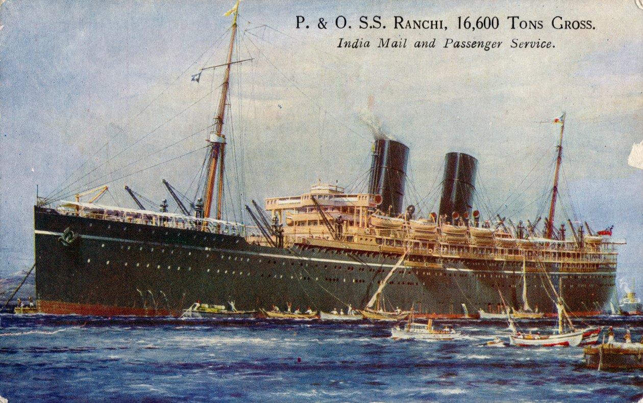 P. & O. S.S. Ranchi, 16 600 Tons Gross, Intian posti- ja matkustajapalvelu, 1934. tekijältä Unbekannt