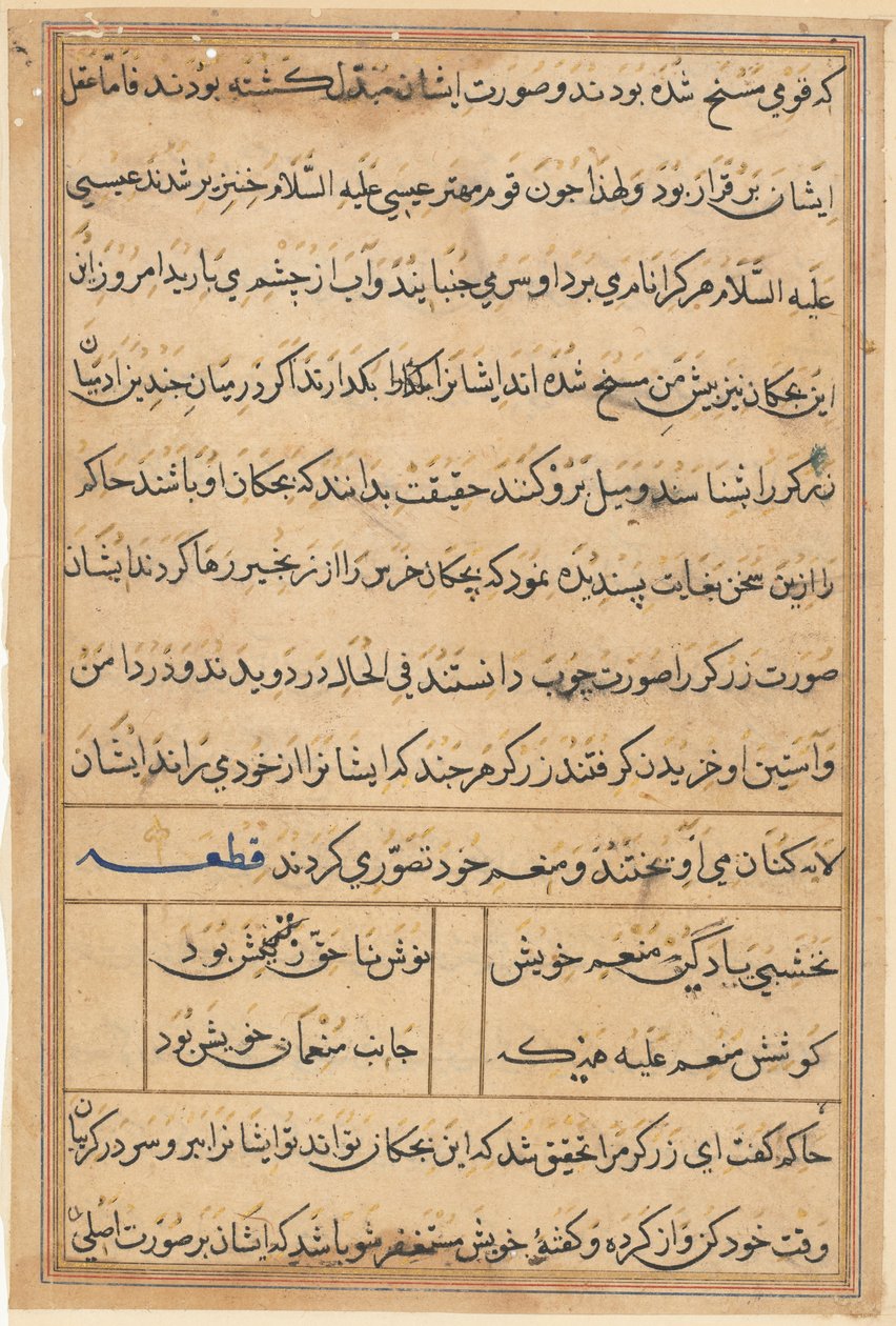 Sivu julkaisusta Tales of a Parrot Tuti-nama: tekstisivu, n. 1560. tekijältä Unbekannt