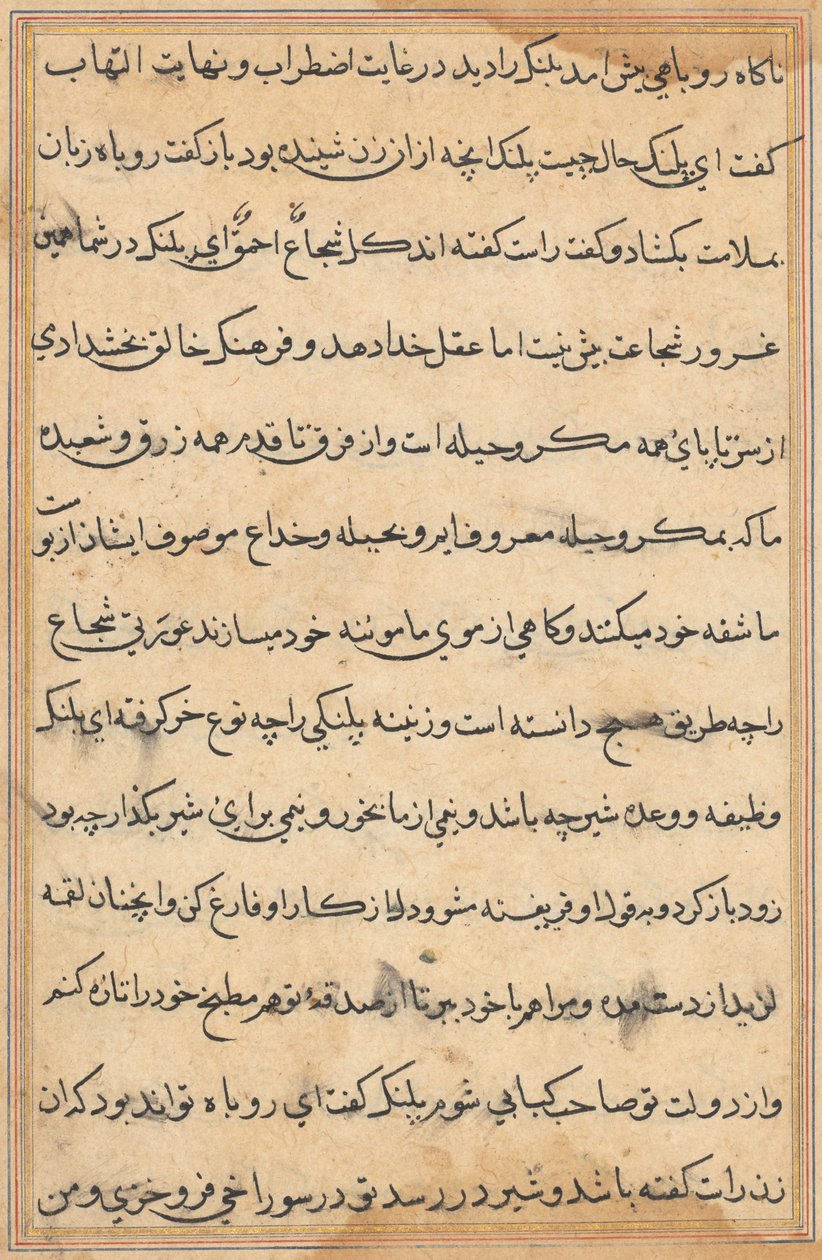 Sivu julkaisusta Tales of a Parrot Tuti-nama: tekstisivu, n. 1560. tekijältä Unbekannt
