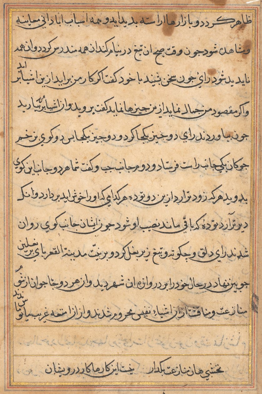 Sivu julkaisusta Tales of a Parrot Tuti-nama: tekstisivu, n. 1560. tekijältä Unbekannt