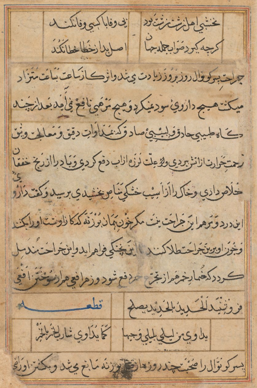 Sivu julkaisusta Tales of a Parrot Tuti-nama: tekstisivu, n. 1560. tekijältä Unbekannt