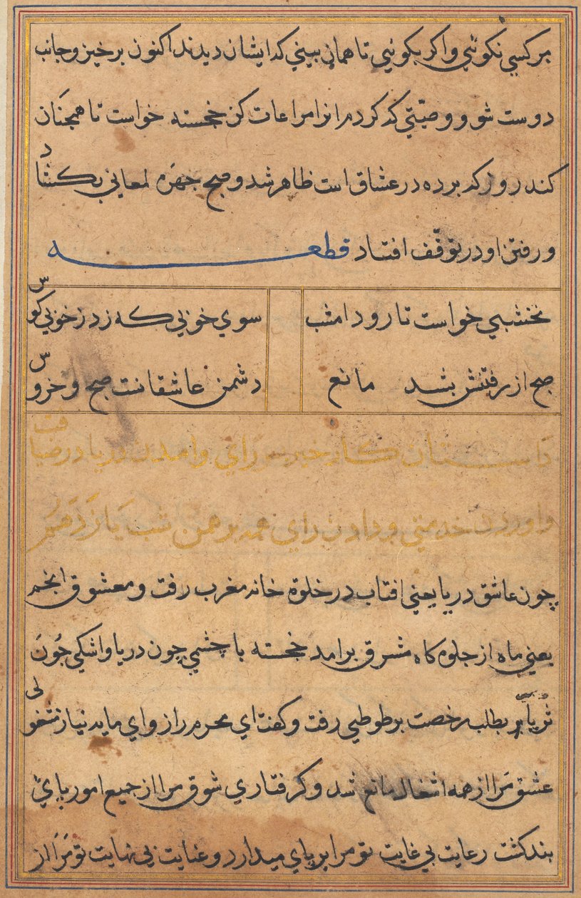 Sivu julkaisusta Tales of a Parrot Tuti-nama: tekstisivu, n. 1560. tekijältä Unbekannt