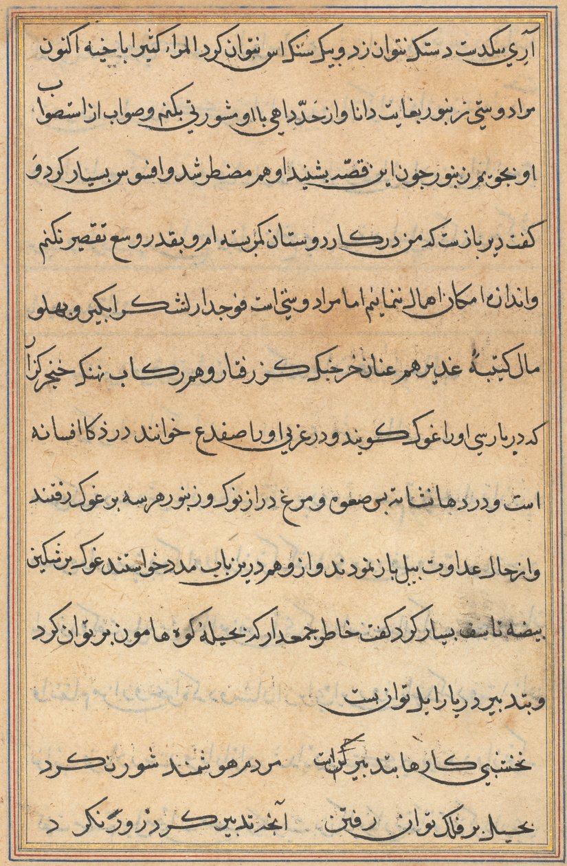 Sivu julkaisusta Tales of a Parrot Tuti-nama: tekstisivu, n. 1560. tekijältä Unbekannt