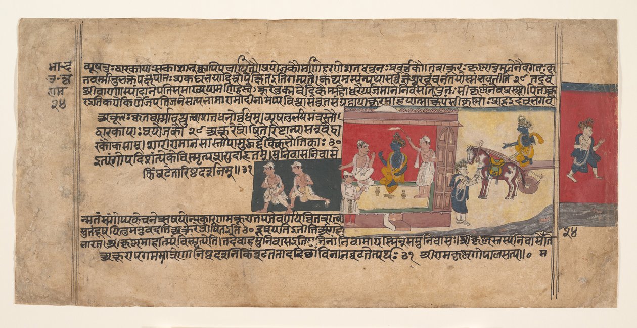 Sivu hajallaan olevasta Bhagavata Purana -käsikirjoituksesta, n. 1620-30. tekijältä Unbekannt