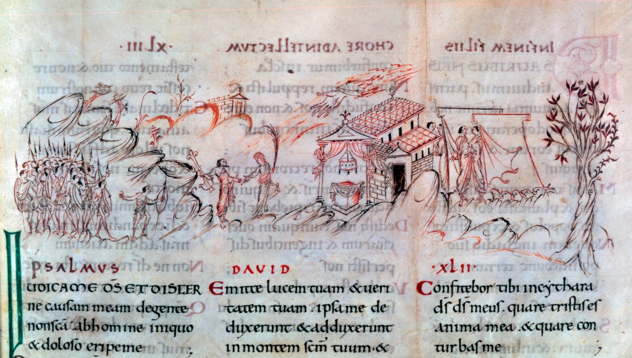 Psalterin sivu, 1000-luvun ensimmäinen puolisko tekijältä Unbekannt
