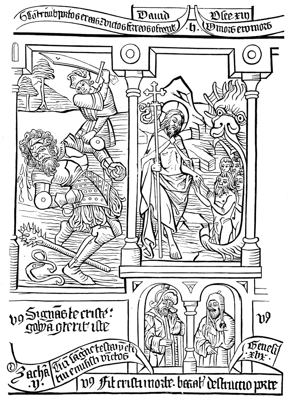 Biblia Pauperumin sivu Köyhien kansojen raamattu, 1400-luku tekijältä Unbekannt