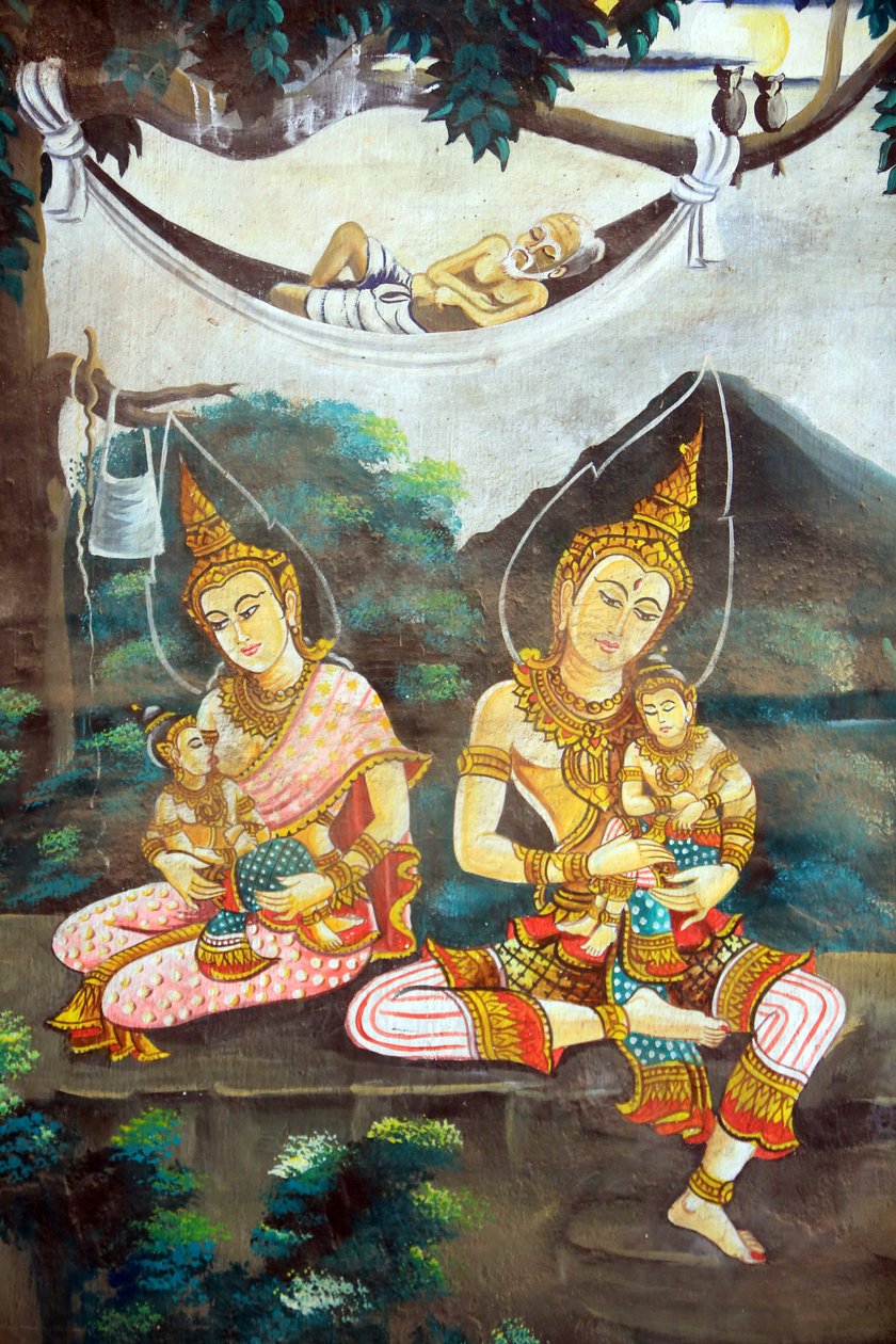 Shakyamuni Buddhan elämäntarinaa kuvaava maalaus. Wat Naxai. Vientiane. Laos, 20151106, Vientiane, Laos tekijältä Unbekannt