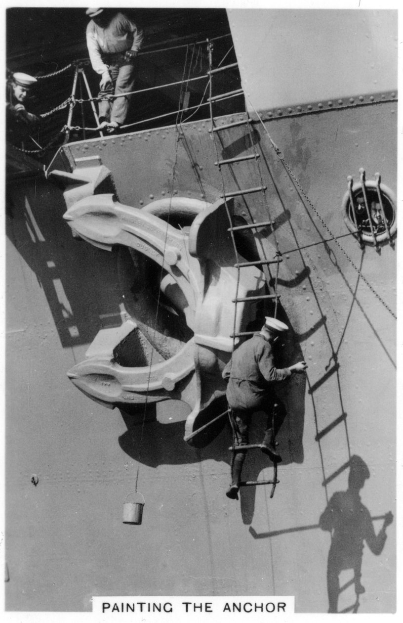 Lentotukialus HMS Courageous ankkurin maalaus, 1937 tekijältä Unbekannt